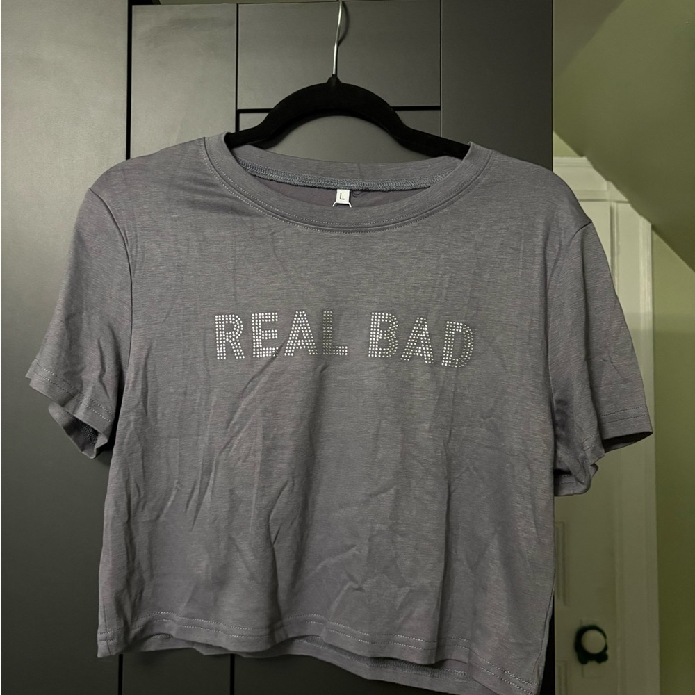 Gray Graphic Women's Crop Top